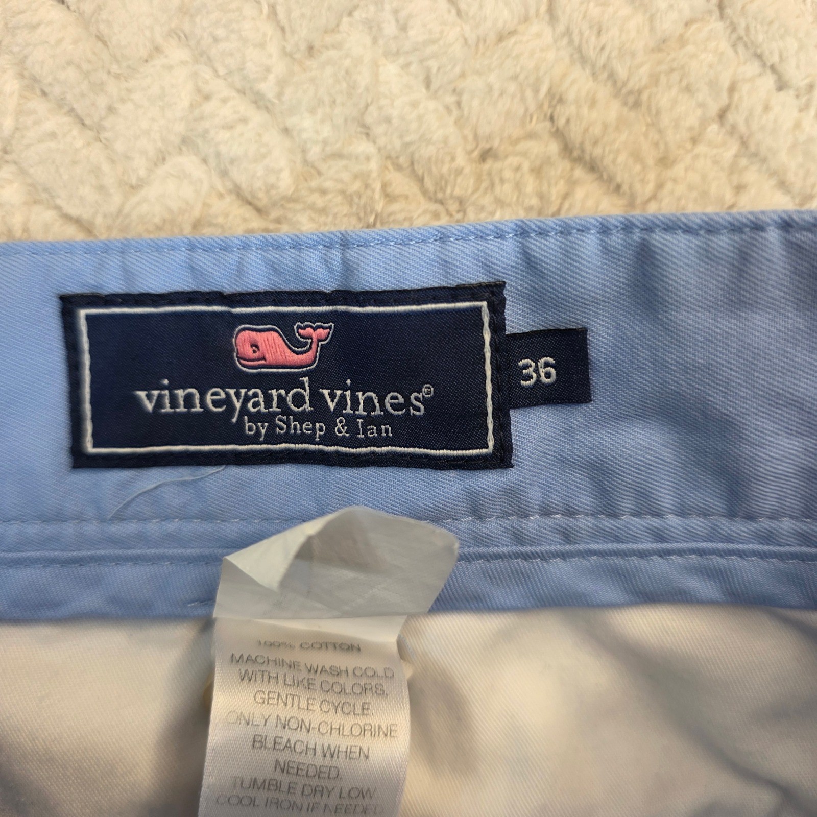 Vineyard Vines Mens 36 Light Blue Cotton Chino Shorts 9 Inch Inseam Classic Fit