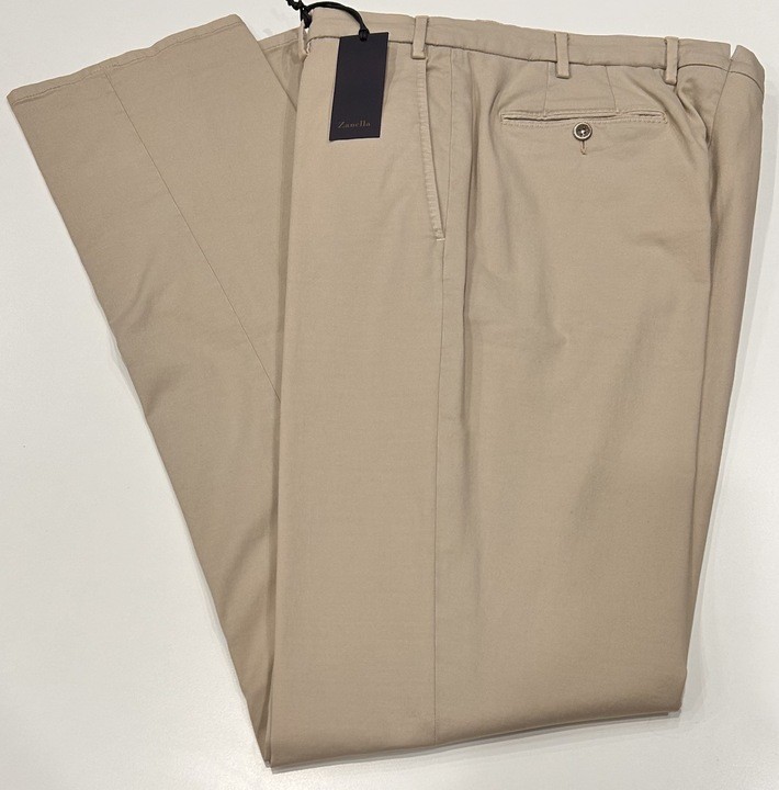 Zanella Devon Flat Front Super 110’s Wool Serge Pant in Tan – Size: 36