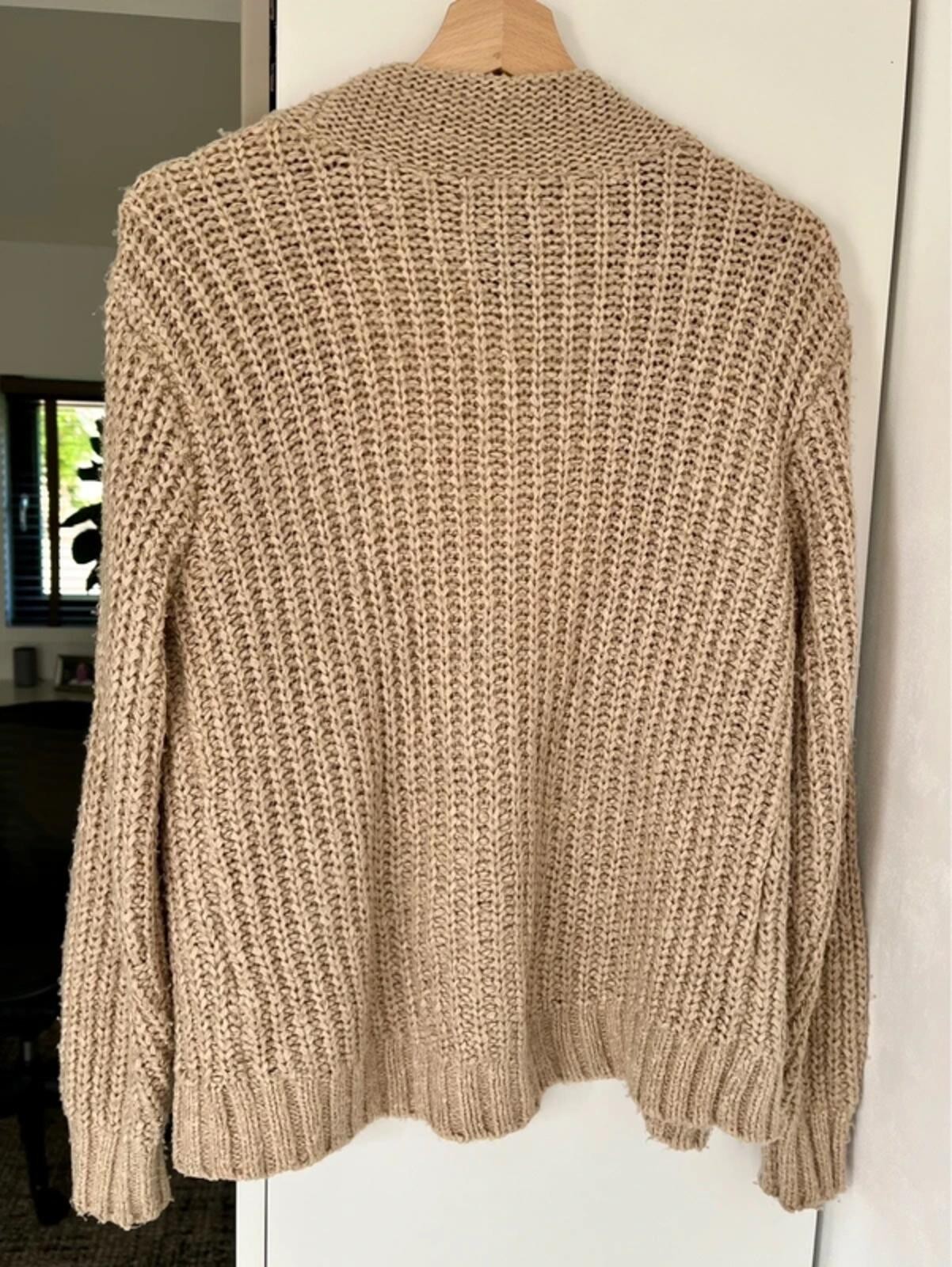 Abercrombie & Fitch Oatmeal Beige Chunky Knit Cardigan Small UK 8 10 Open Front