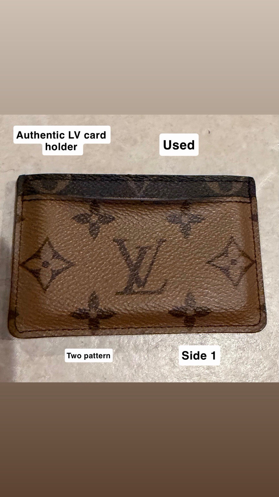 Louis Vuitton Monogram Logo Leather Card Holder Business Case Brown/Black