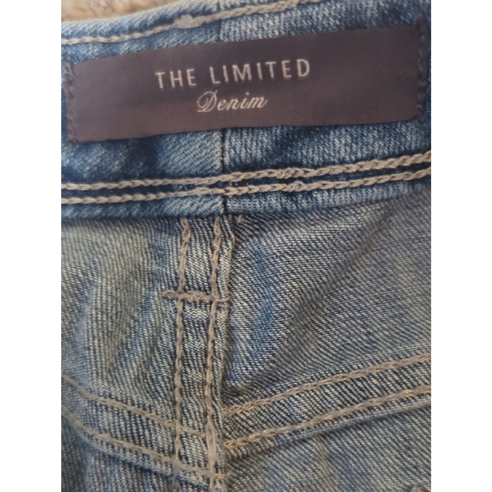 The Limited Light Wash Patchwork Straight Leg Jeans Distressed Denim
