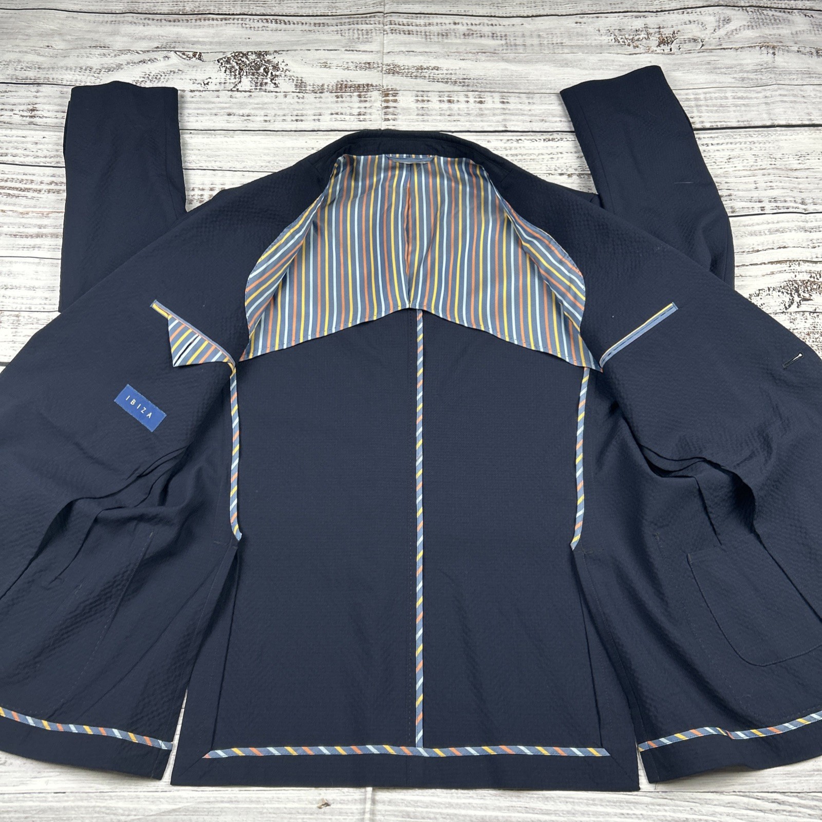 Ibiza Carini Unstructured Patch Pocket Sport Coat Dark Blue Size 40R Textured