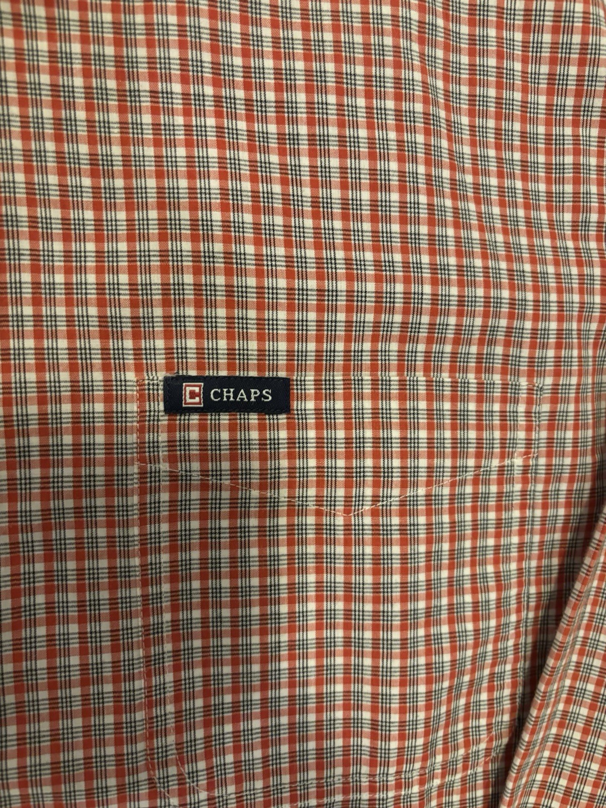 Chaps Shirt Mens XL Cotton Blue Red Plaid Long Sleeve Button Down Easy Care