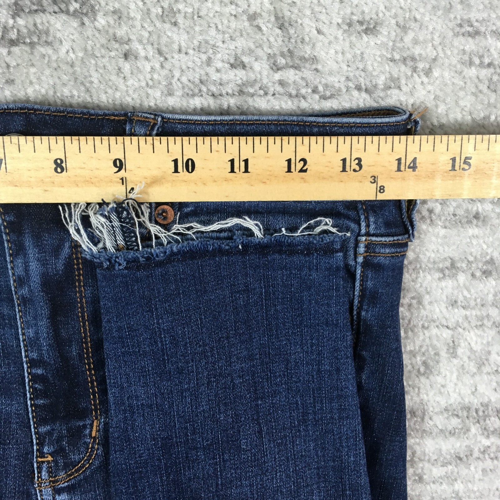 American Eagle Jeans Womens 4 Super Hi-Rise Jegging Distressed Raw Hem Blue