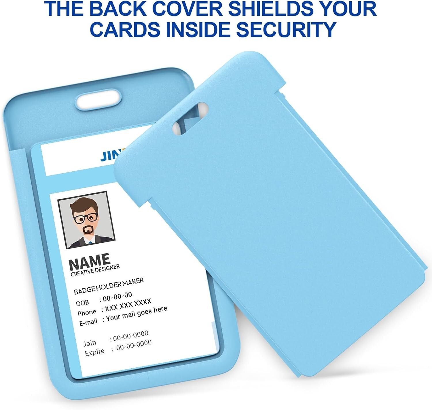 2pcs ID Badge Holder Vertical Card Holder Heavy Duty for Work Key Card Men Women