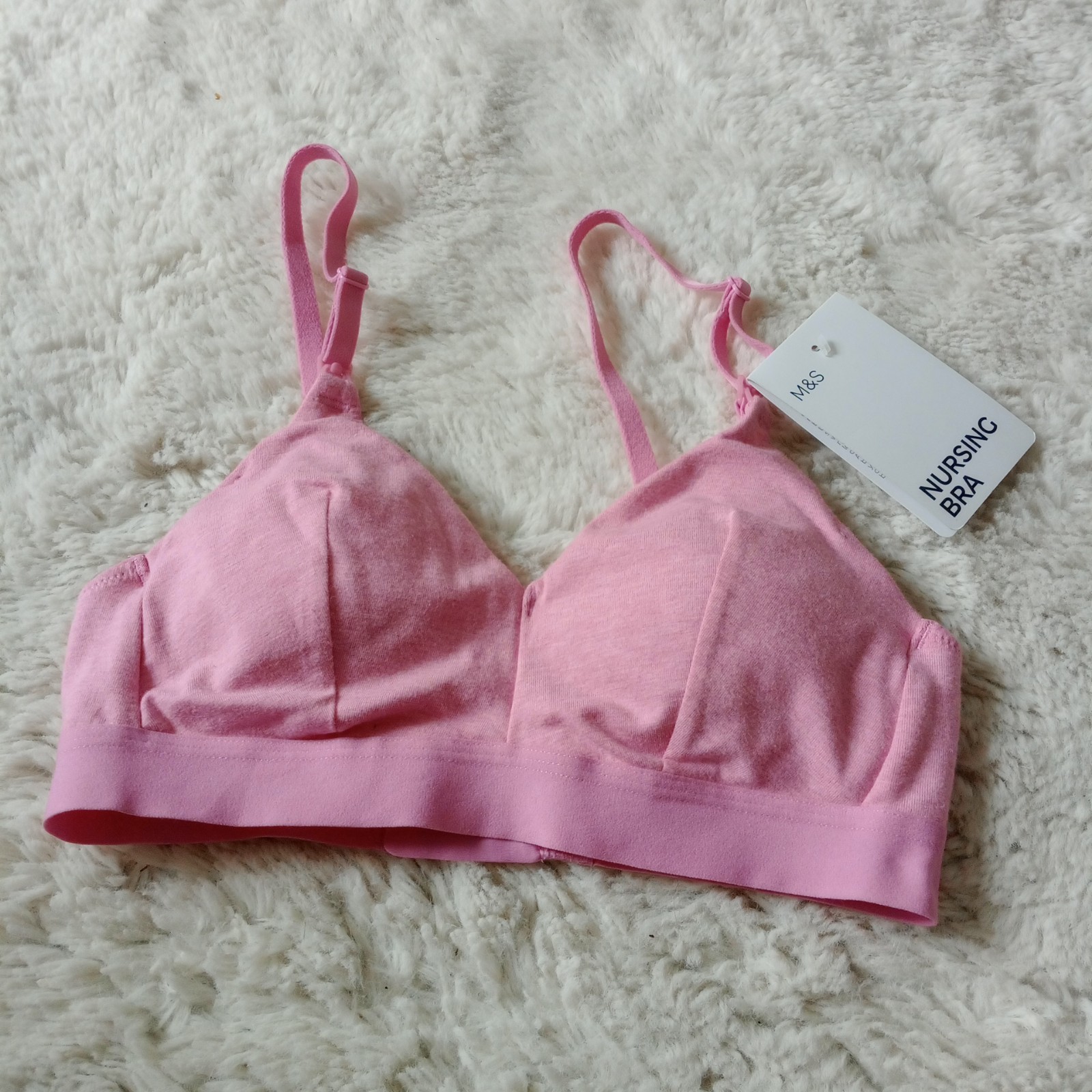 M&S Nursing Bra Non-Wired Pink New + Tags UK 8 A-C EUR 36 Light padded RRP £20
