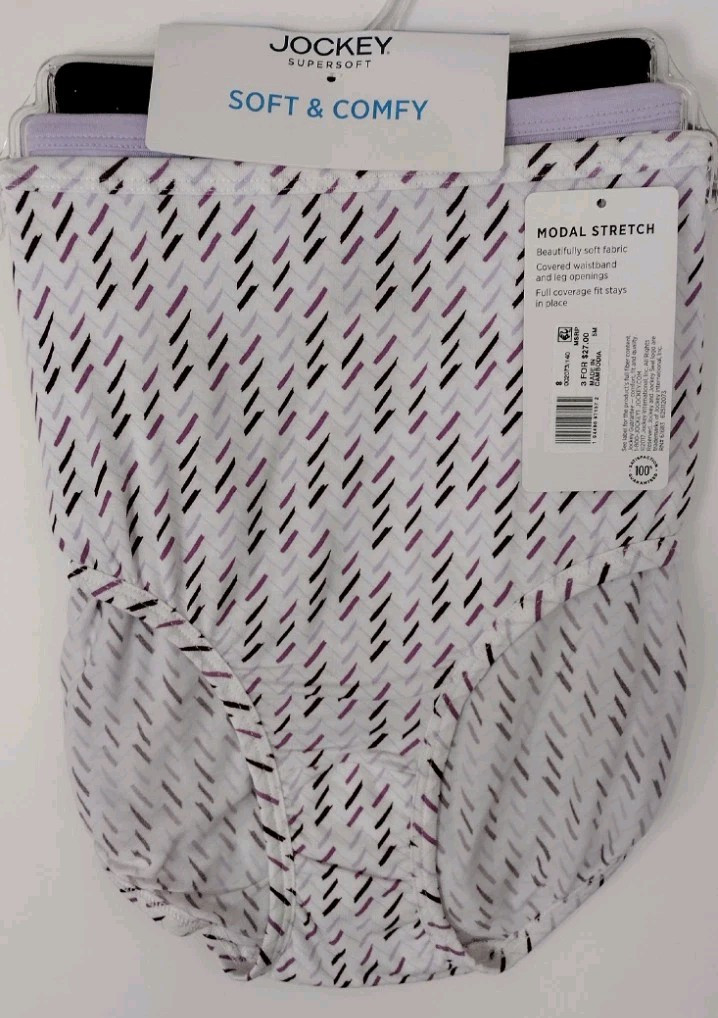 3 PACK JOCKEY SUPER SOFT COMFY 8/XL ASSORTED COLORS BRIEF PANTIES NEW WITH TAGS