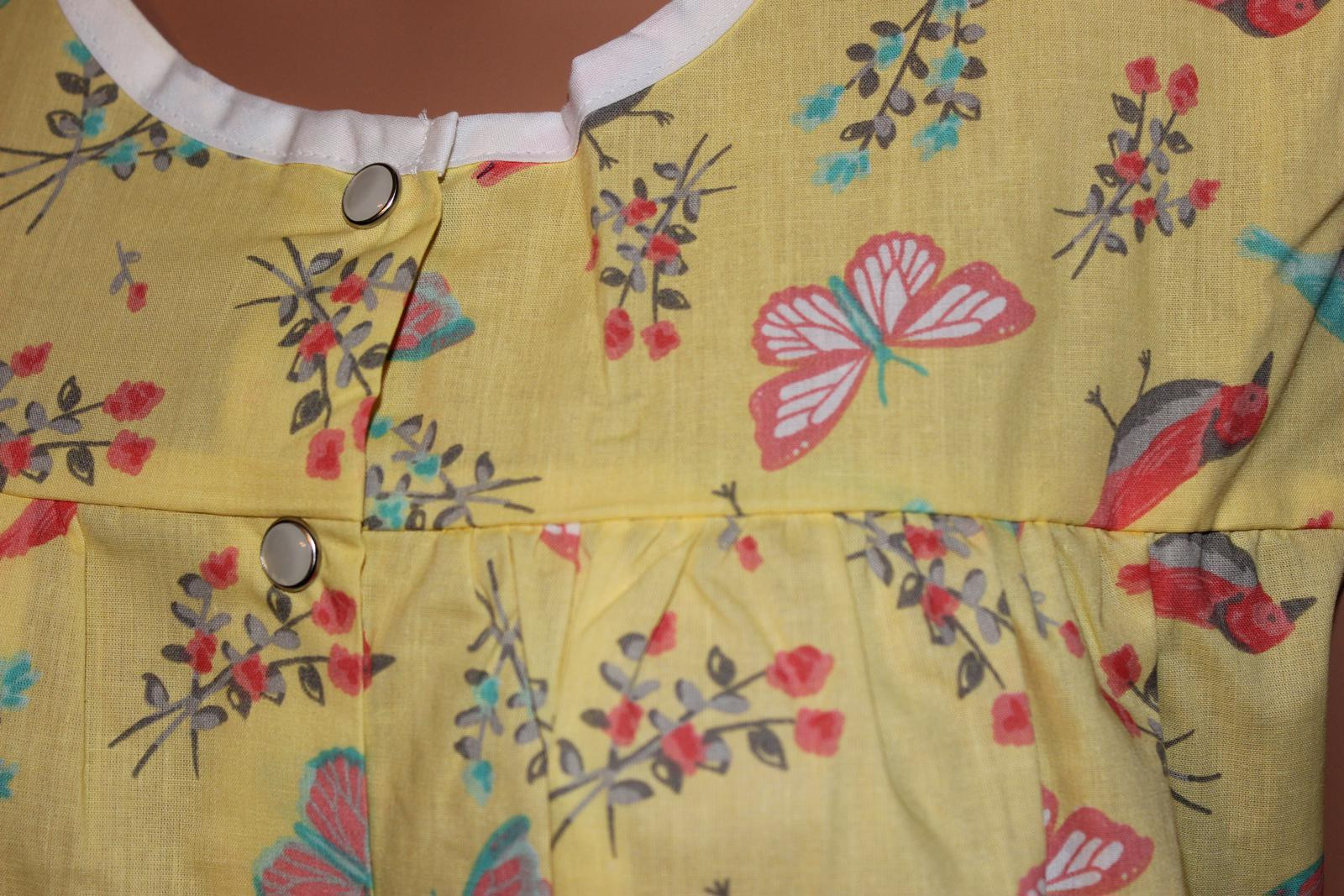 NEW – EASY ESSENTIALS SNAP SMOCK COBBLER APRON YELLOW BIRDS BUTTERFLIES M 3X 4X