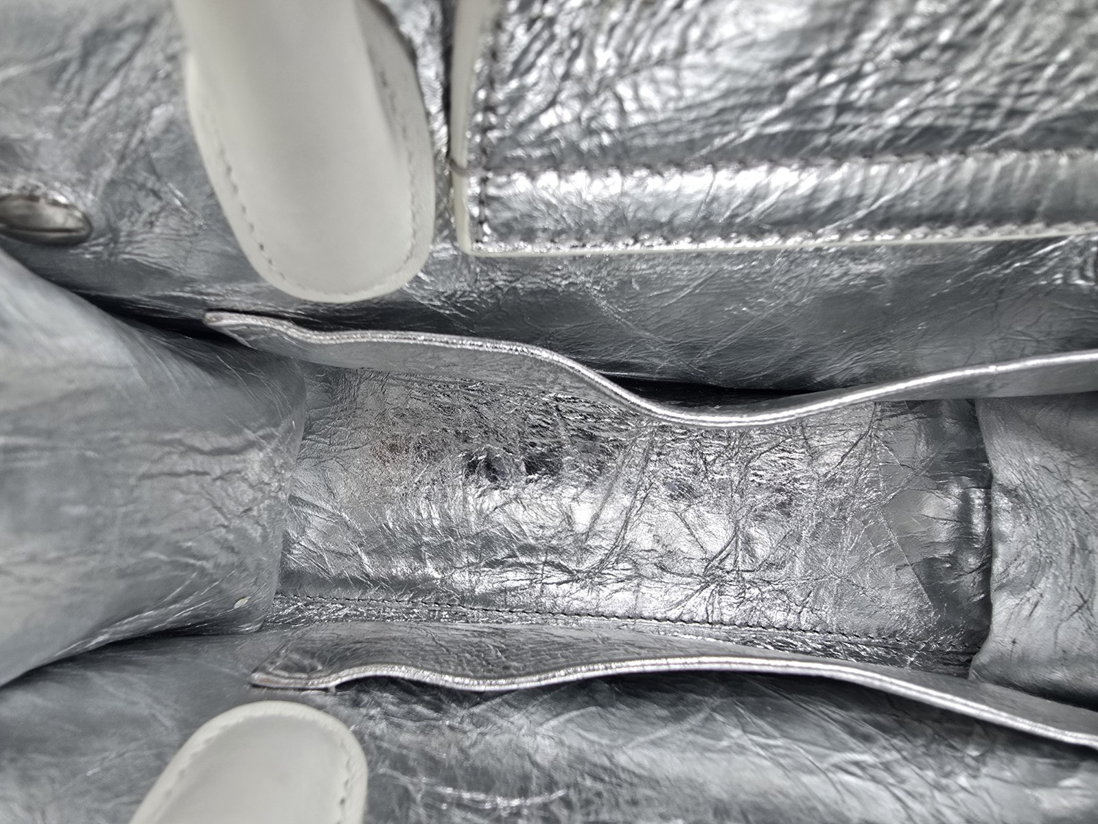 Silver Metallic Dior “Diorever” top handle bag with shoulder strap