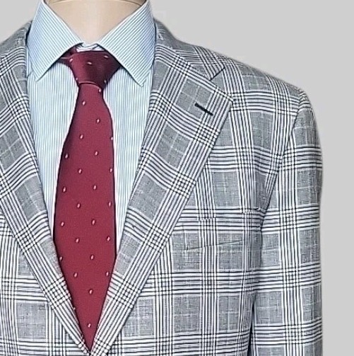 Hickey Freeman Blazer Mens 48 Gray Glen Check Plaid Lightweight Sport Jacket USA