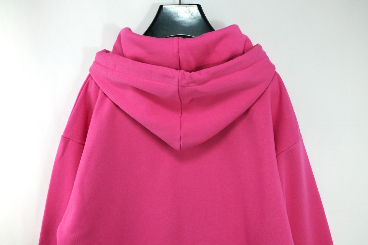 CELINE Front Logo Loose Hoodie Sweatshirt Pink Cotton Size M 2Y958670Q New
