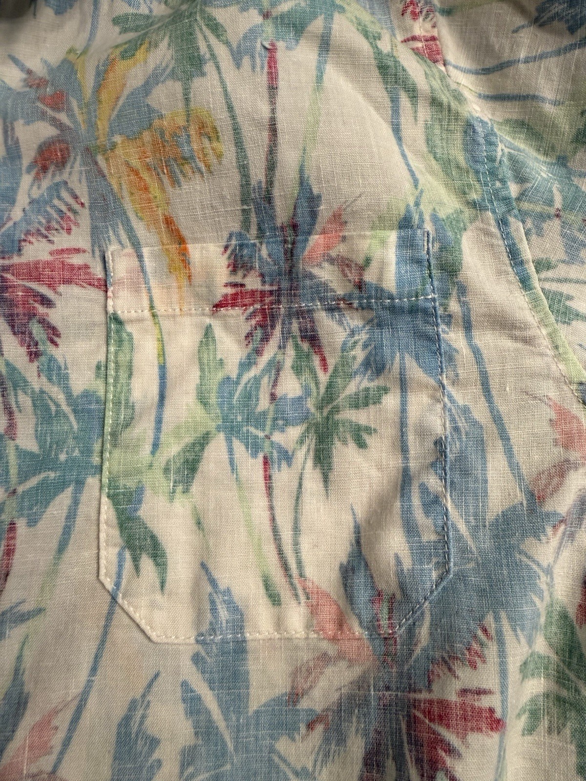 Tommy Bahama Reverse Print Linen Blend Tropical Palm Shirt Women’s Small
