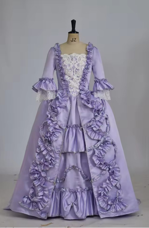 1770s Rococo Marie Antoinette Purple Ball Gown Dress Women Royal Court Belle