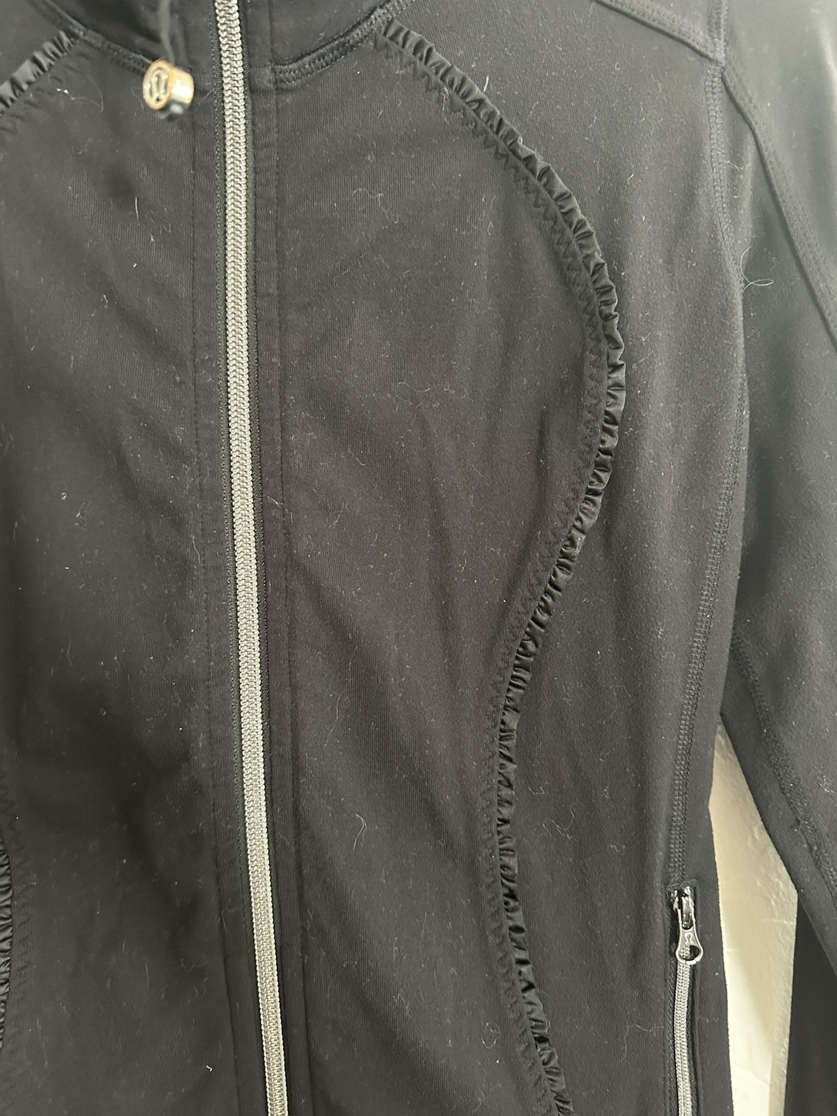 Lululemon Nice Asana 4 Fitted Zip Up Jacket Black Ruffle Ribbon LONG Athleisure