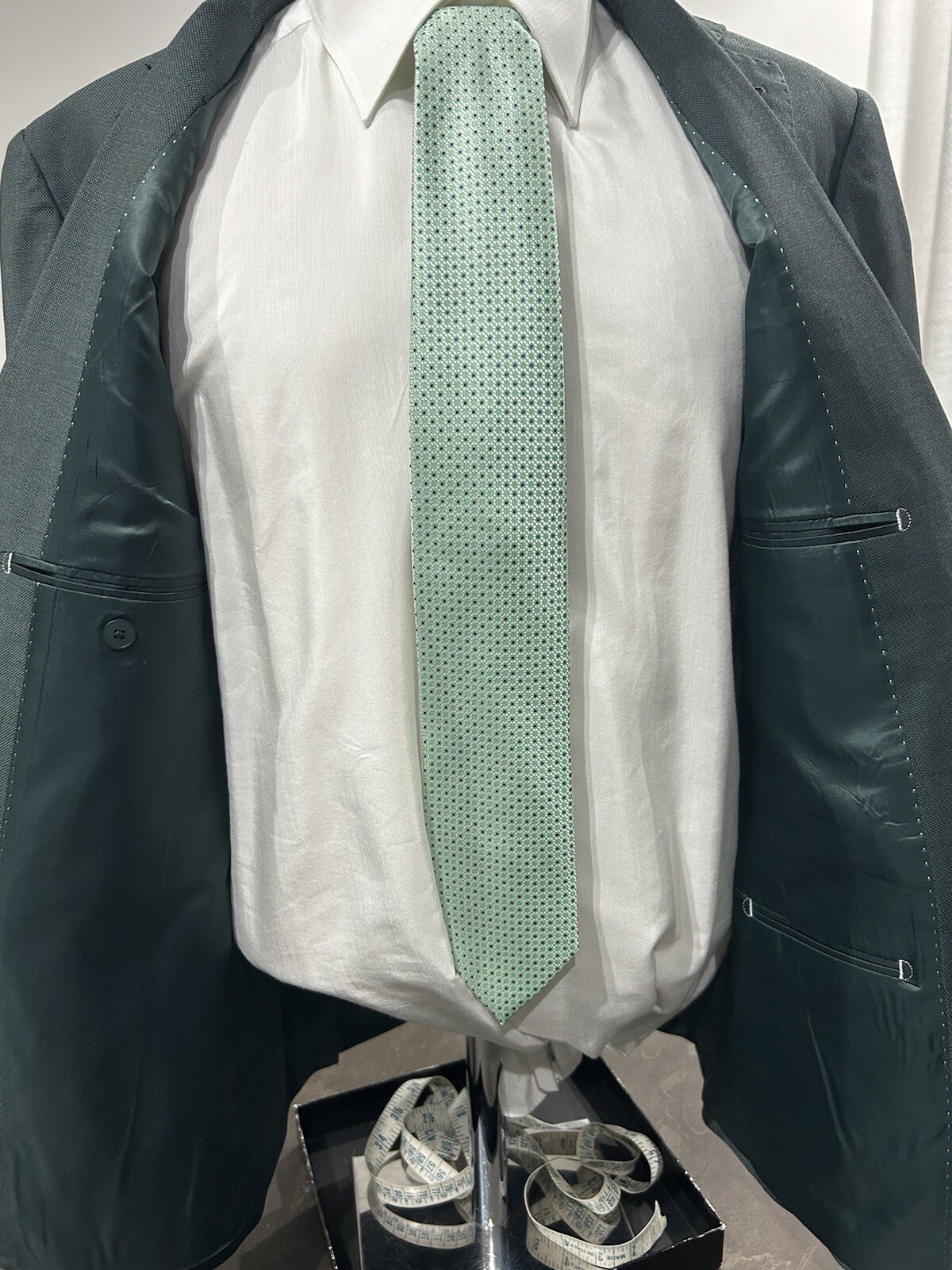 Men’s Tailored Dark Green Chicco Slim Fit Drop 7 Made In Italy Size 44 46