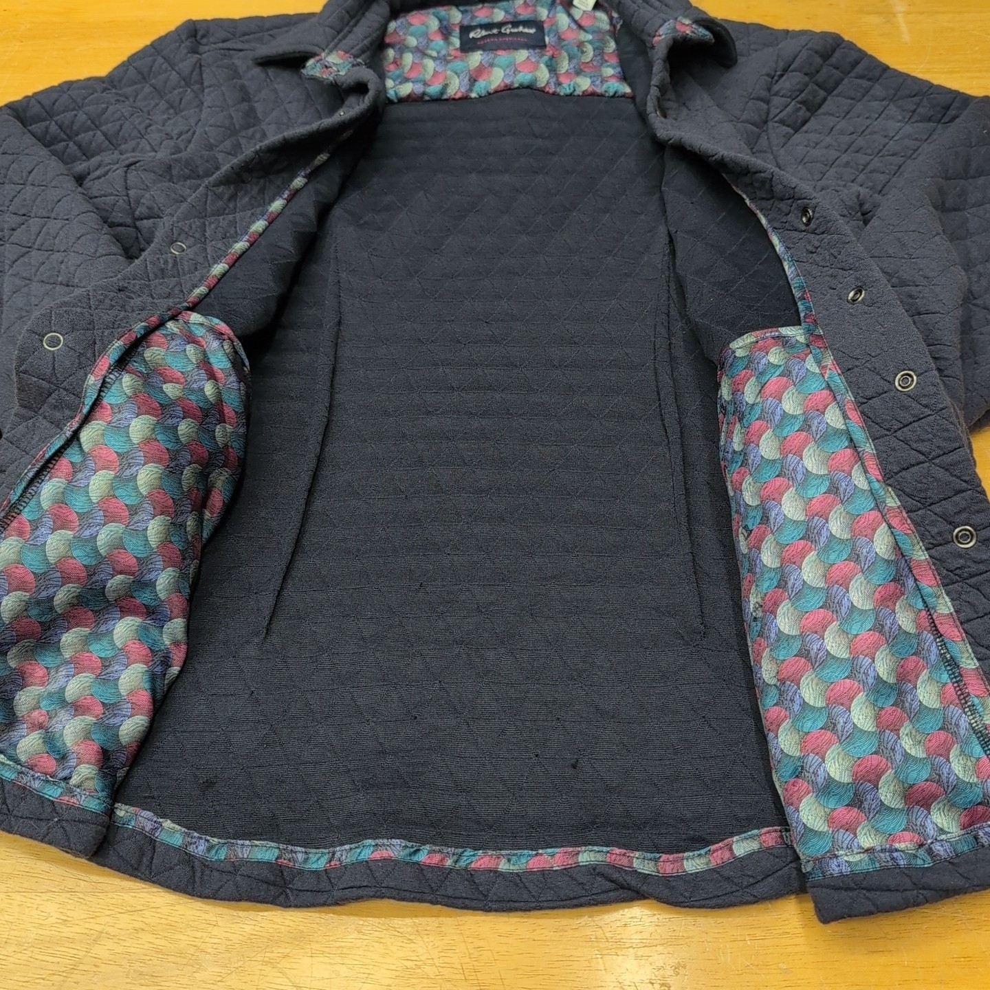 Robert Graham Tulano Snap Button Quilted Shirt Jacket Men’s Medium Navy