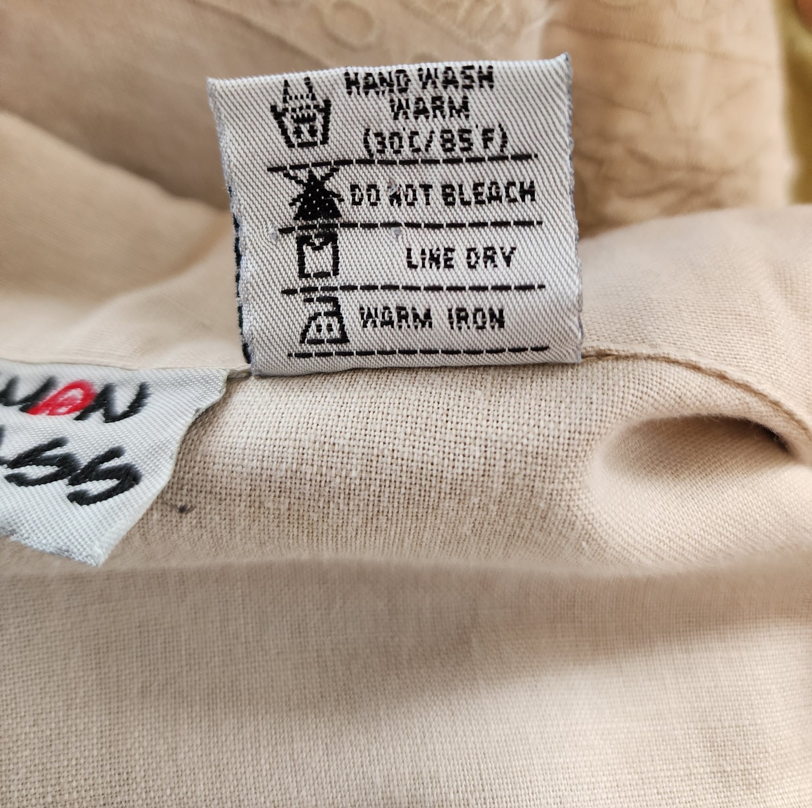 Lemon Grass Top Women Plus 3X Beige Linen Blend Beachy Resort Casual Embroidered