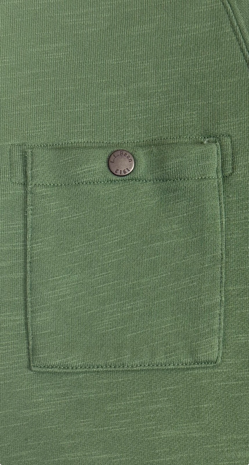 L.L.Bean Men’s M Green Slub Crewneck Sweatshirt Chest Pocket Raglan