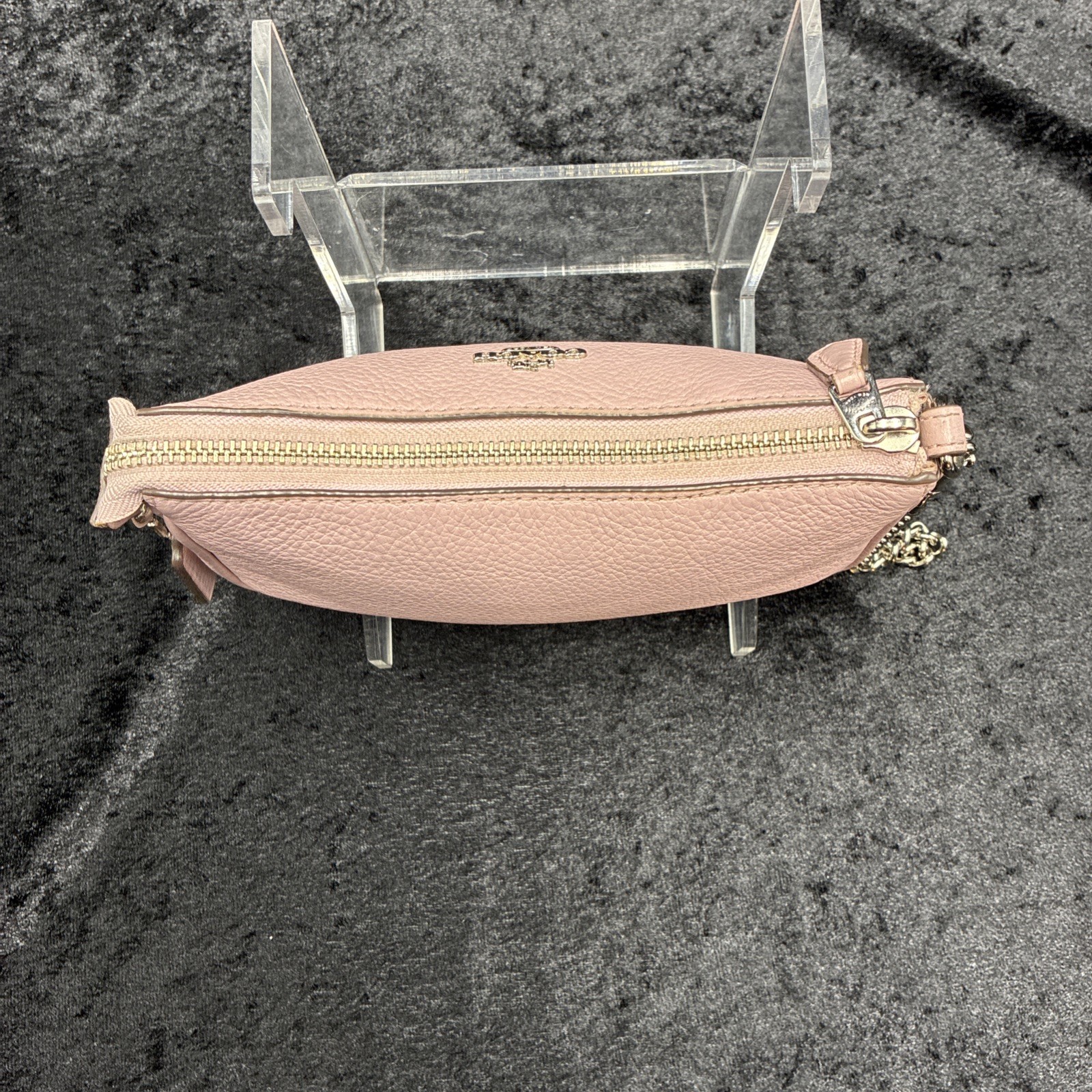 Coach Nolita 19 Petal Pink Pebbled Leather Wristlet Chain Shoulder Bag F53340 NY