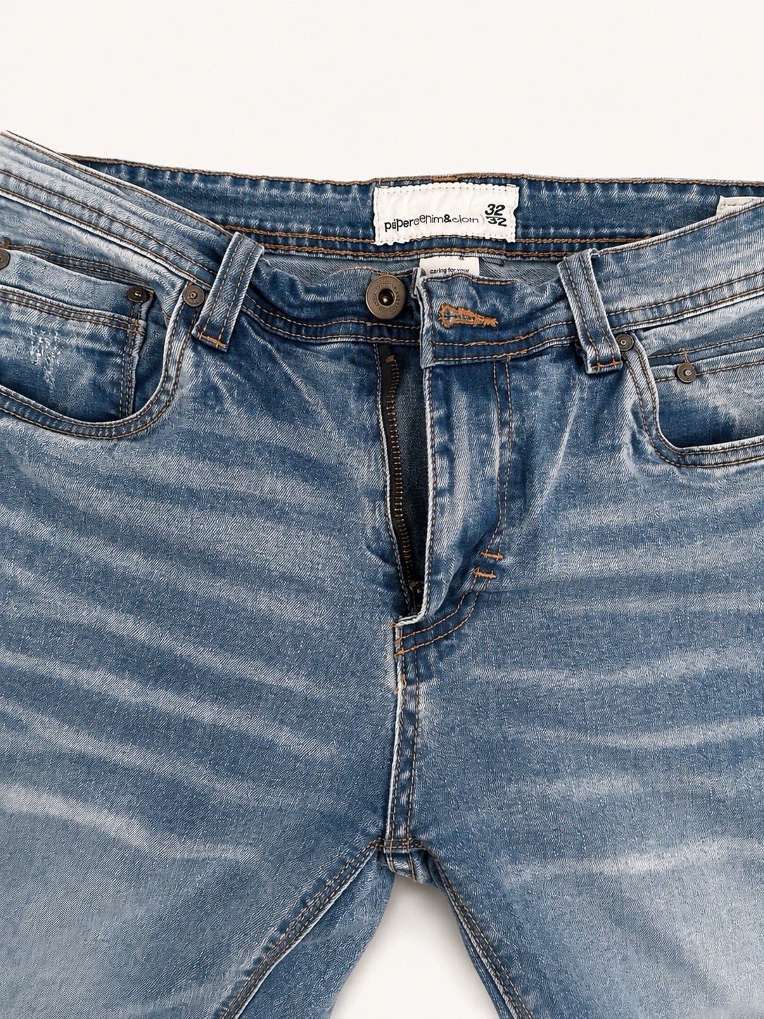 paperdenim&cloth Men’s Straight Bootcut Jeans Blue Denim Stretch Light Wash