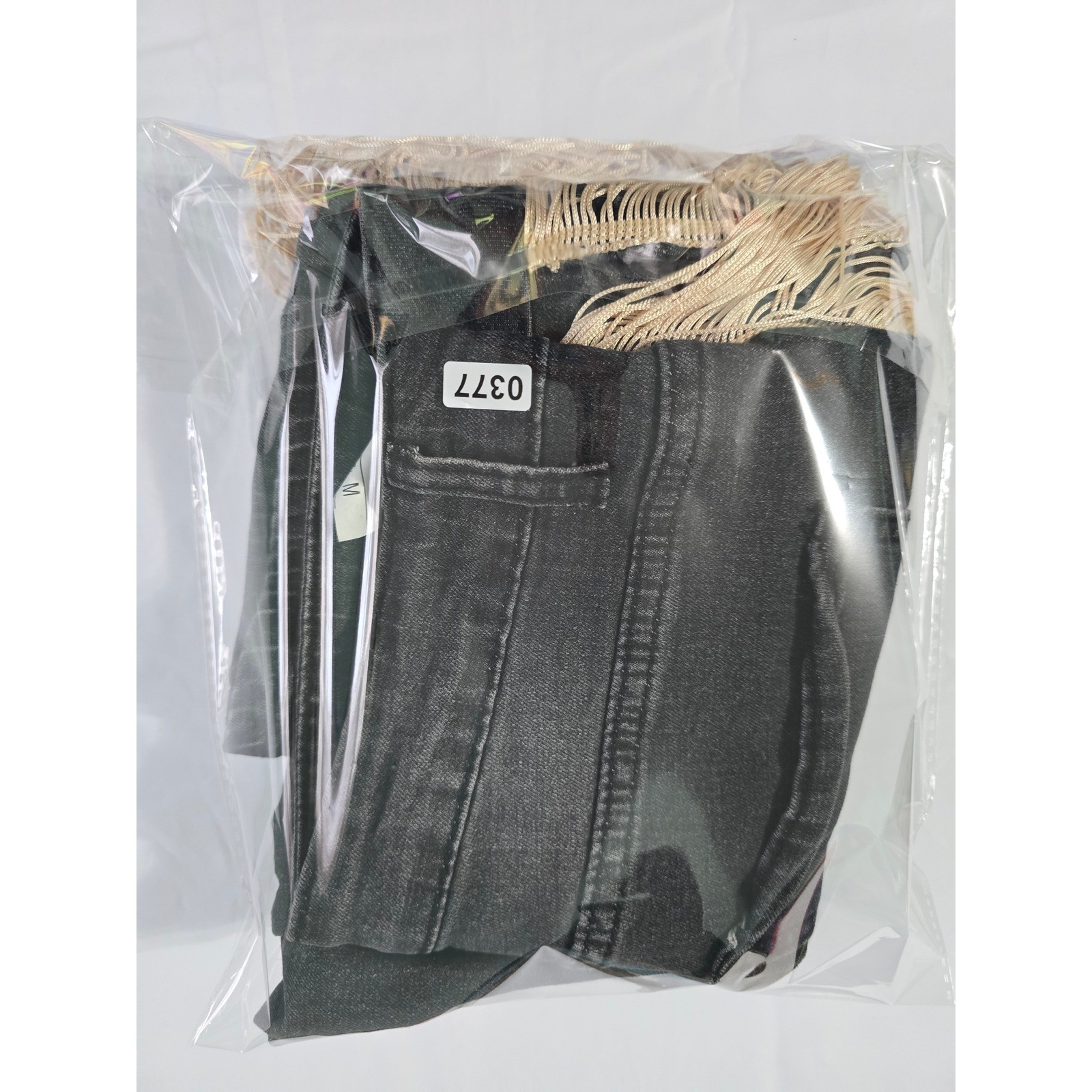 Shein Distressed Fringe Side Trim Jeans Black High Waisted Boho Ripped Denim M