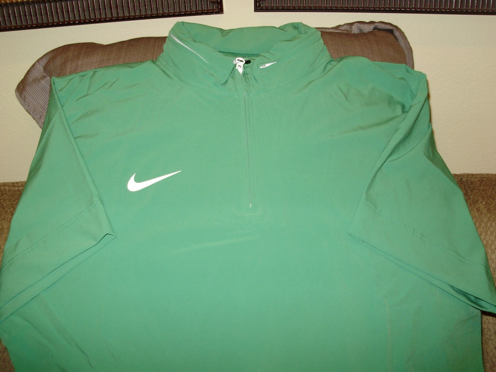 Nike Woven Coaches FJ9548 Apple Green 1/4 Zip Golf Hoodie Wind Jacket Mens Large