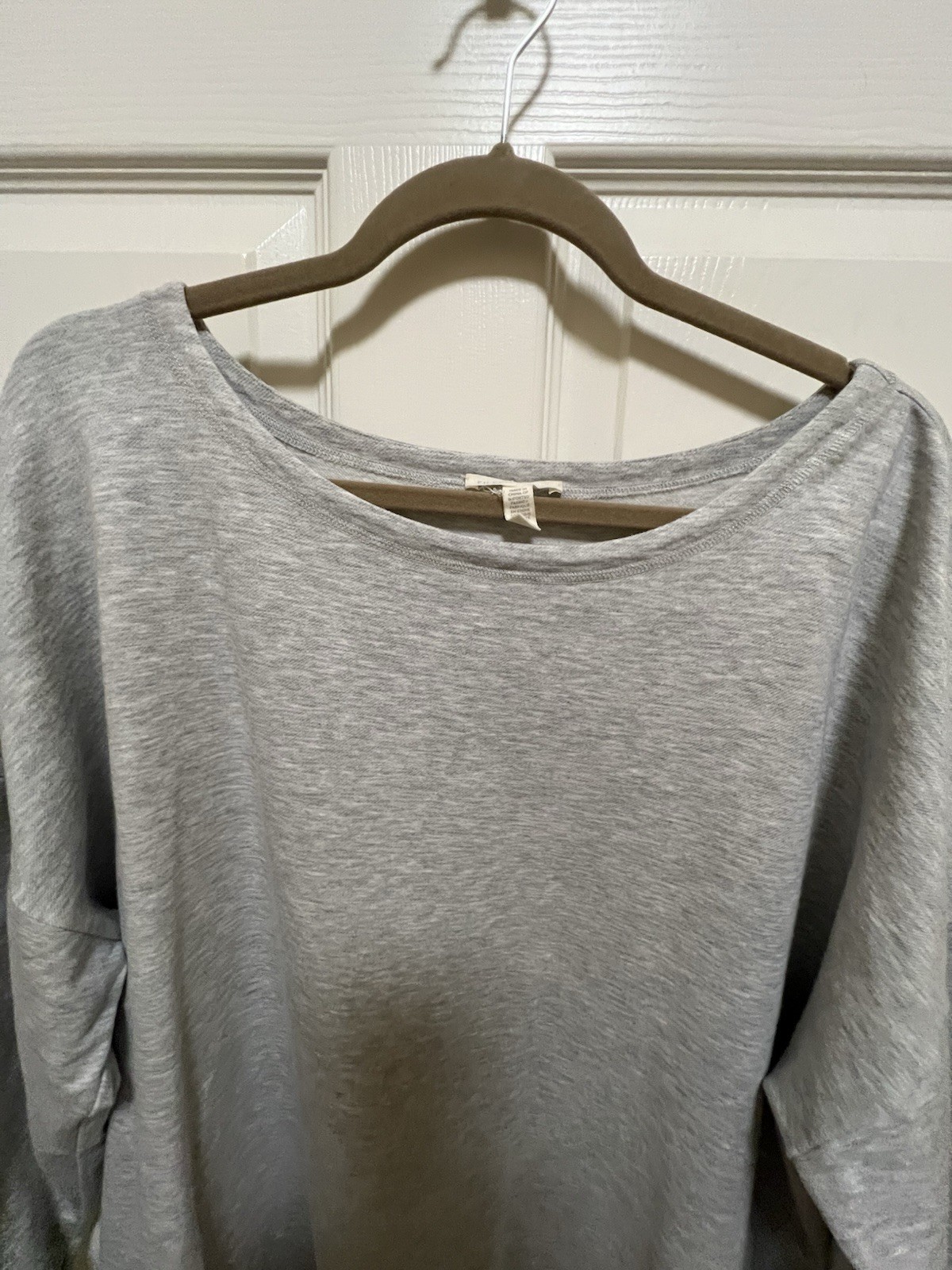 Eileen Fisher Grey Boatneck Boxy Sweatshirt Wms XL Tencel Cotton Poly Blend