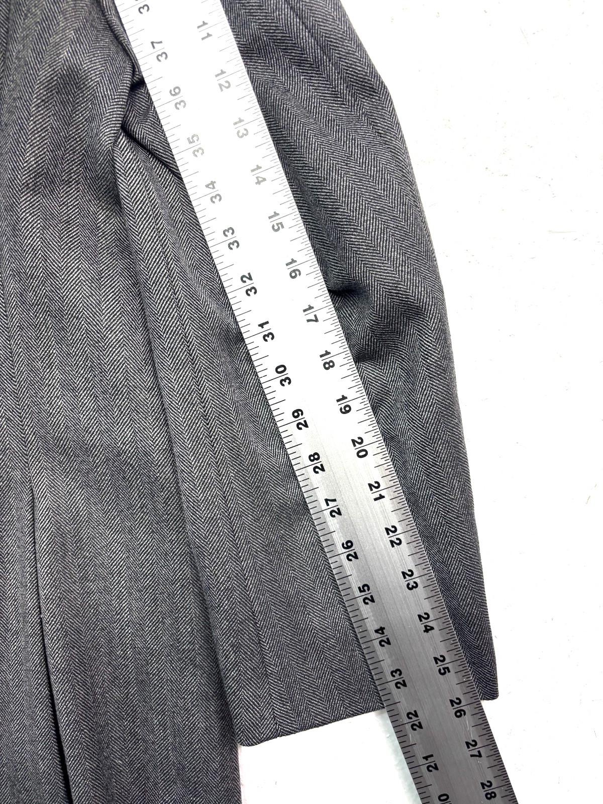 Luca diMarco Bespoke 44R Gray Herringbone Blazer Jacket Sport Coat Flannel Wool