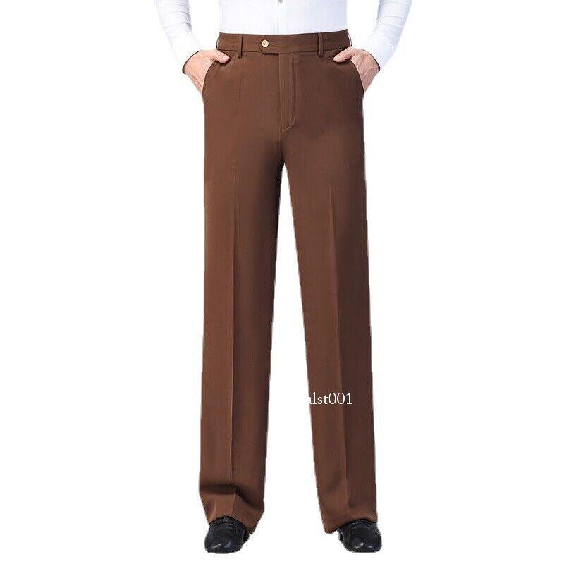 Men Ballroom Latin Dance Pants Straight Fit Modern Smooth Practice Trousers Long