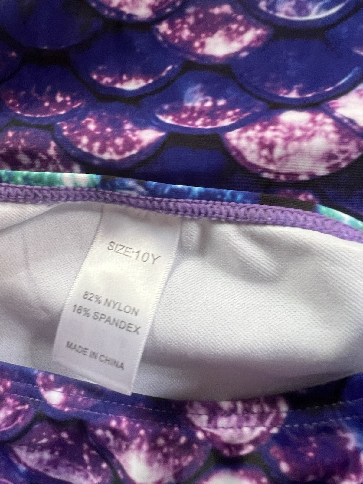 NWT Purple Mermaid Scales Swimsuit 3 pieces Tankini Skirt Size 10 Youth