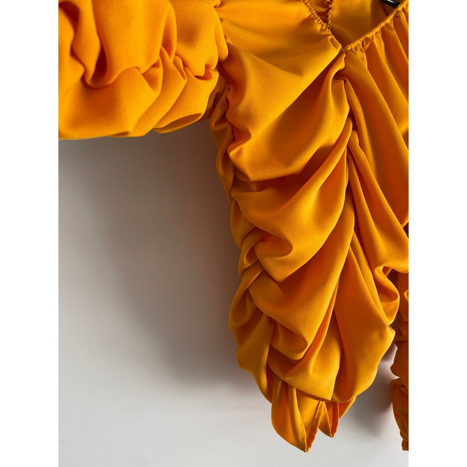 PLT Mustard Yellow Ruched V-Neck Long Sleeve Top 6
