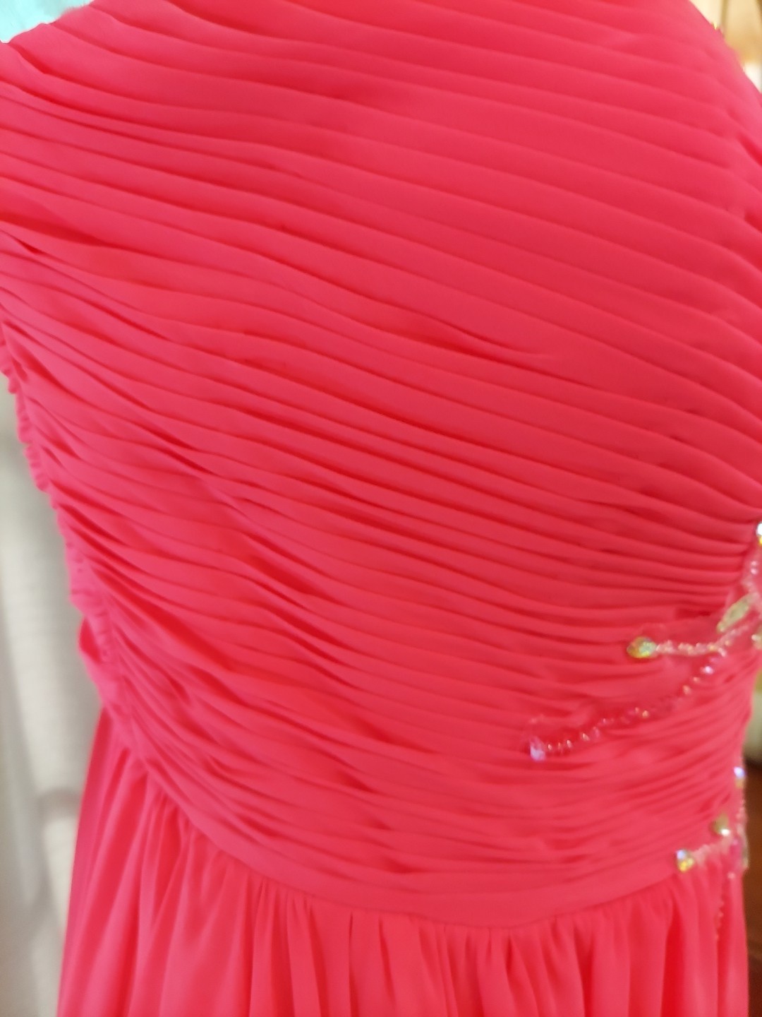 **Intrigue Co. Sz 18 Fushia Pink Gem Accent Prom Dress seetrough Overlay **