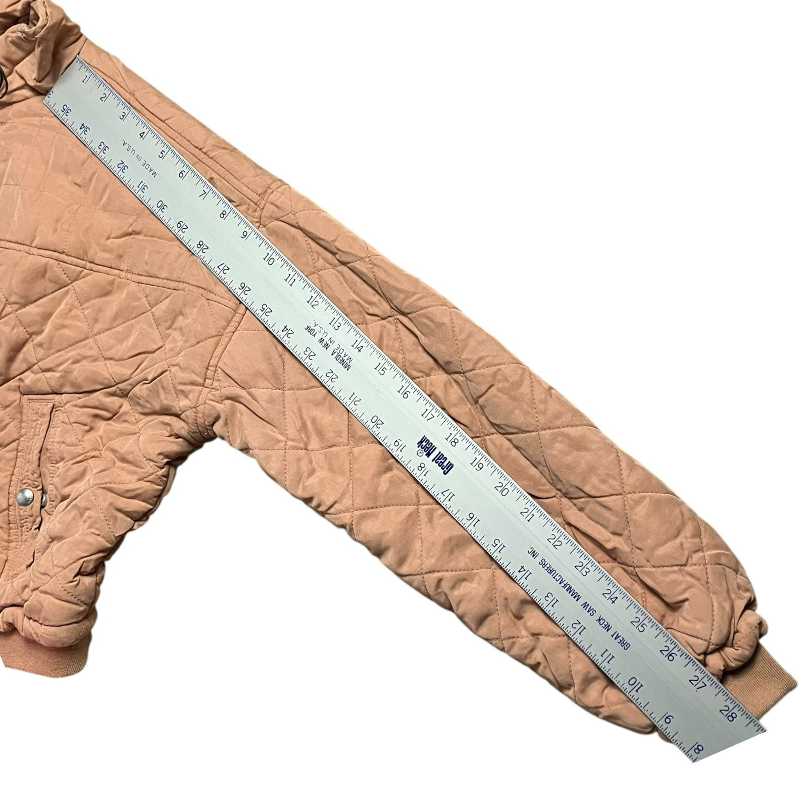 Blank NYC Jacket Womens XS Peach Quilted Cropped Zip Spring Bomber