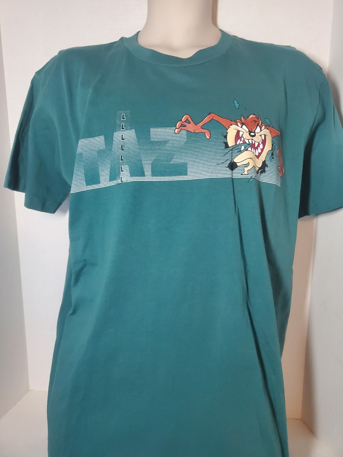 Vintage 1990s Warner Brothers Looney Tunes Taz T-shirt Large L Green Break out