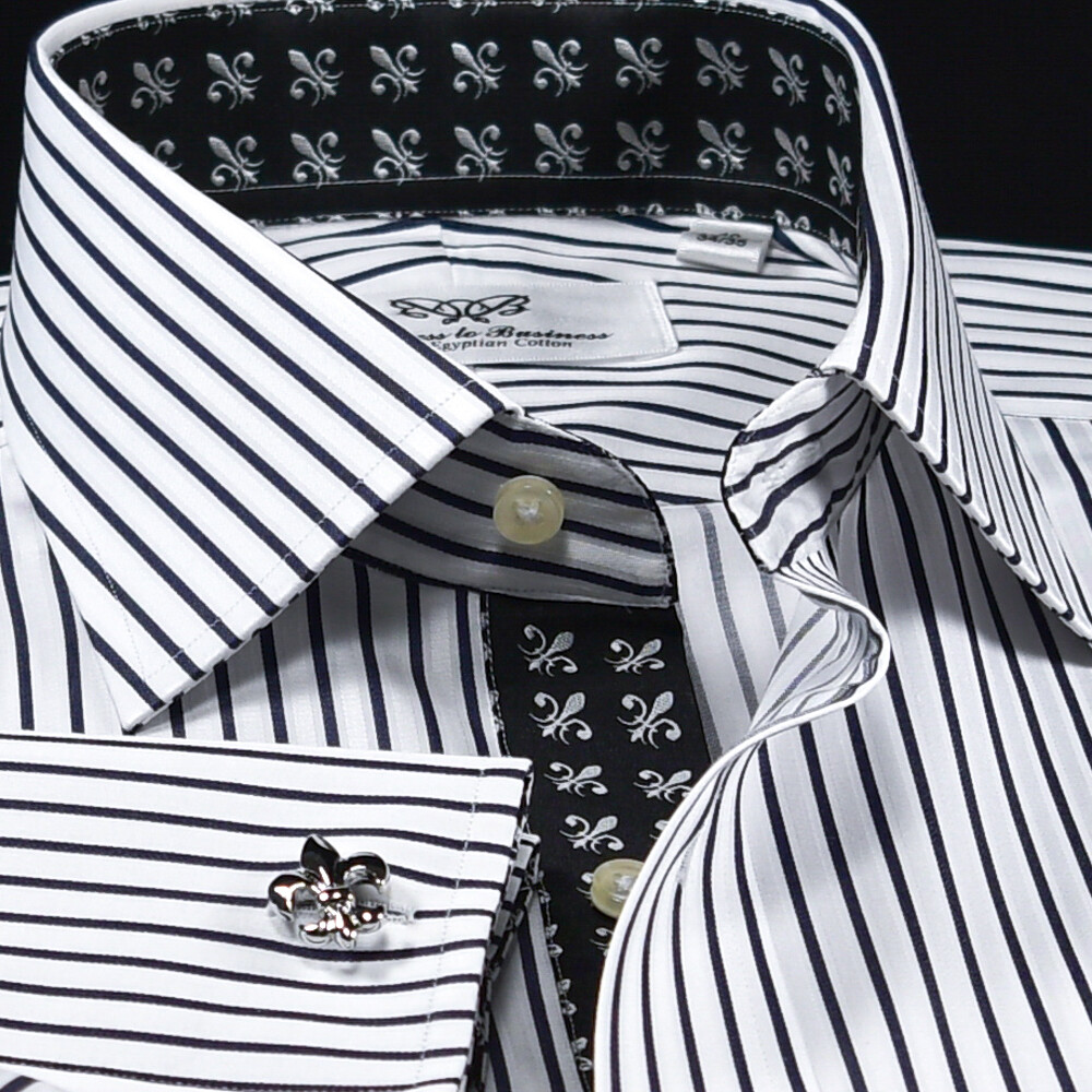 Black Stripe Formal Business With Black Fleur-de-lis Inner Lining Professional