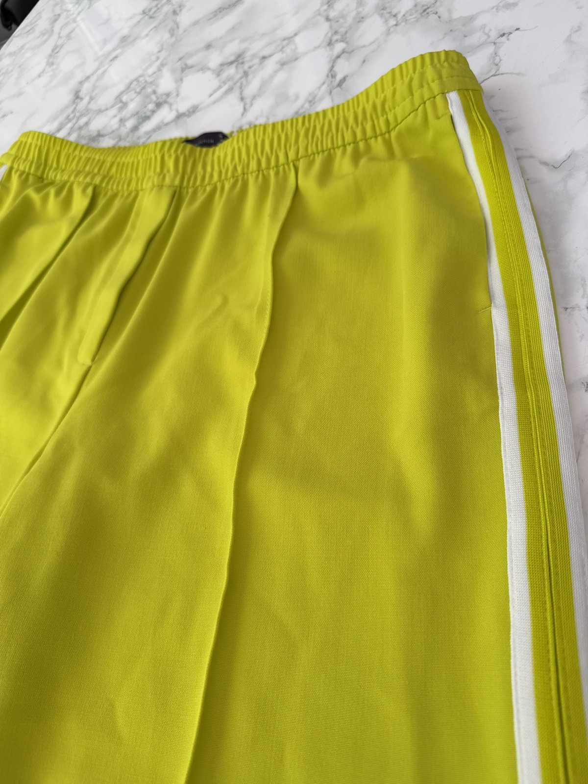 Marks & Spencer Trousers Size 16 Short Yellow Green Wide Leg