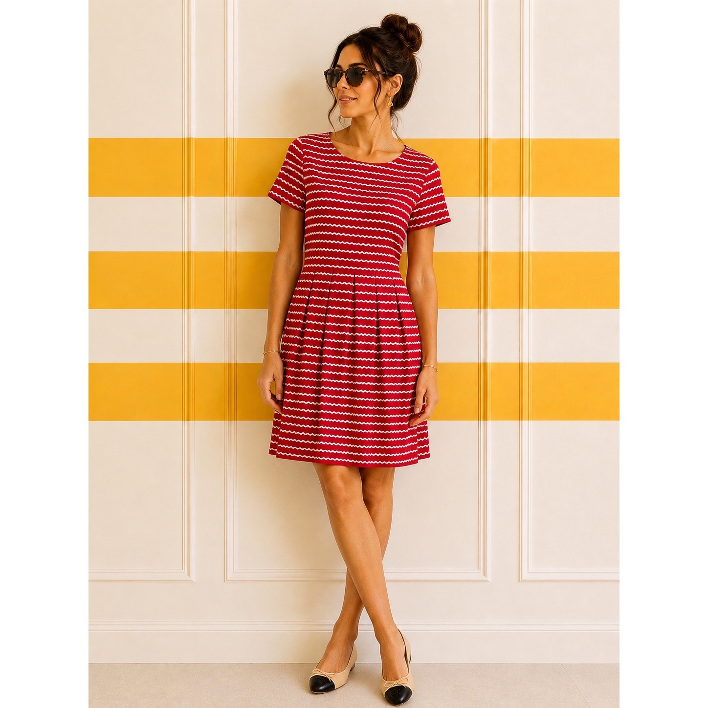 Draper James Red White Striped shift Dress Preppy back to school