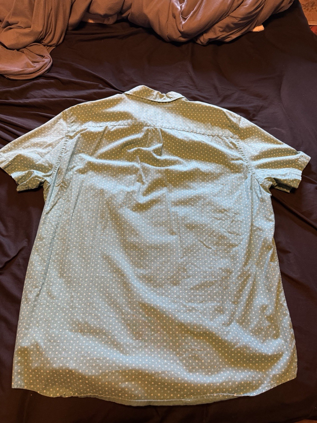 American Eagle Seriously Soft Men’s L Green/White Polka Dot Button-Down Shirt
