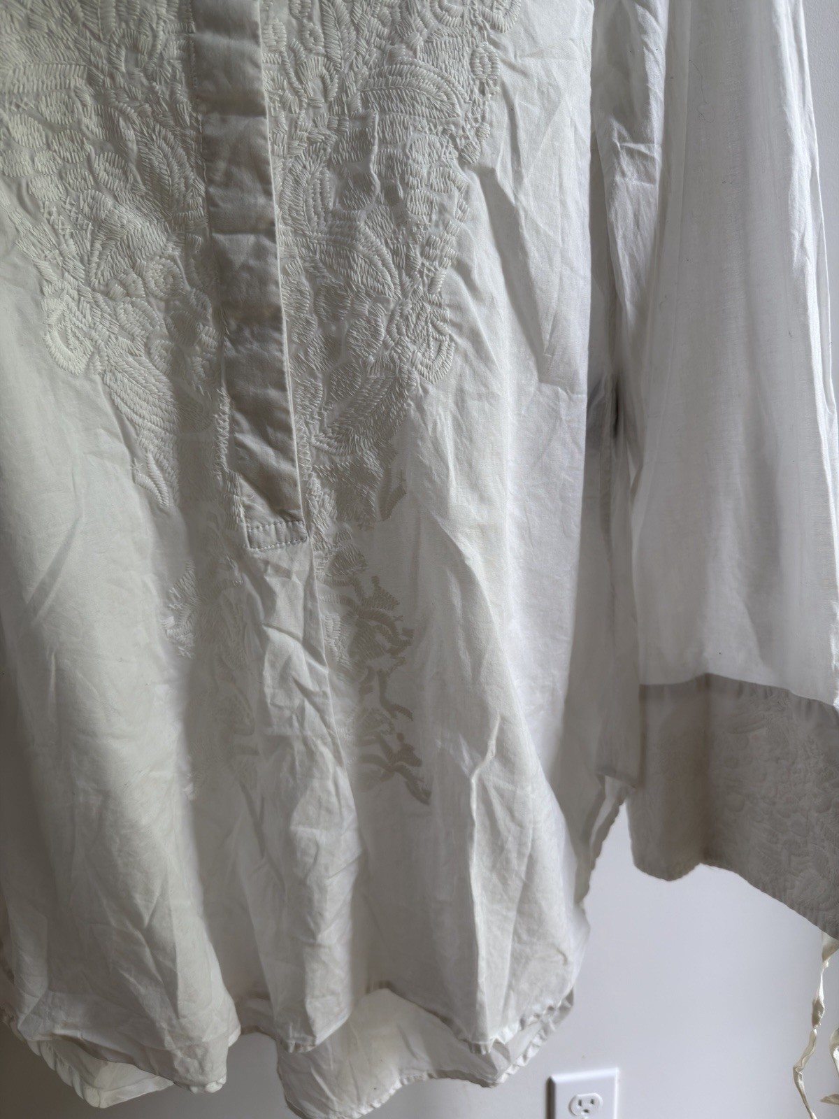 Ann Demeulemeester Embroidered Flared Sleeve Button Shirt (Size 42) Oversized