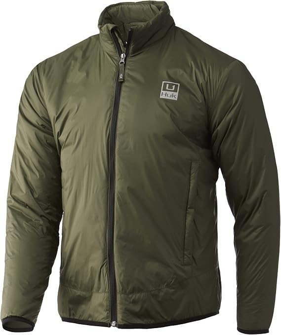 HUK Men’s Waypoint Insulated Jacket Performance Nylon Coat Moss Small