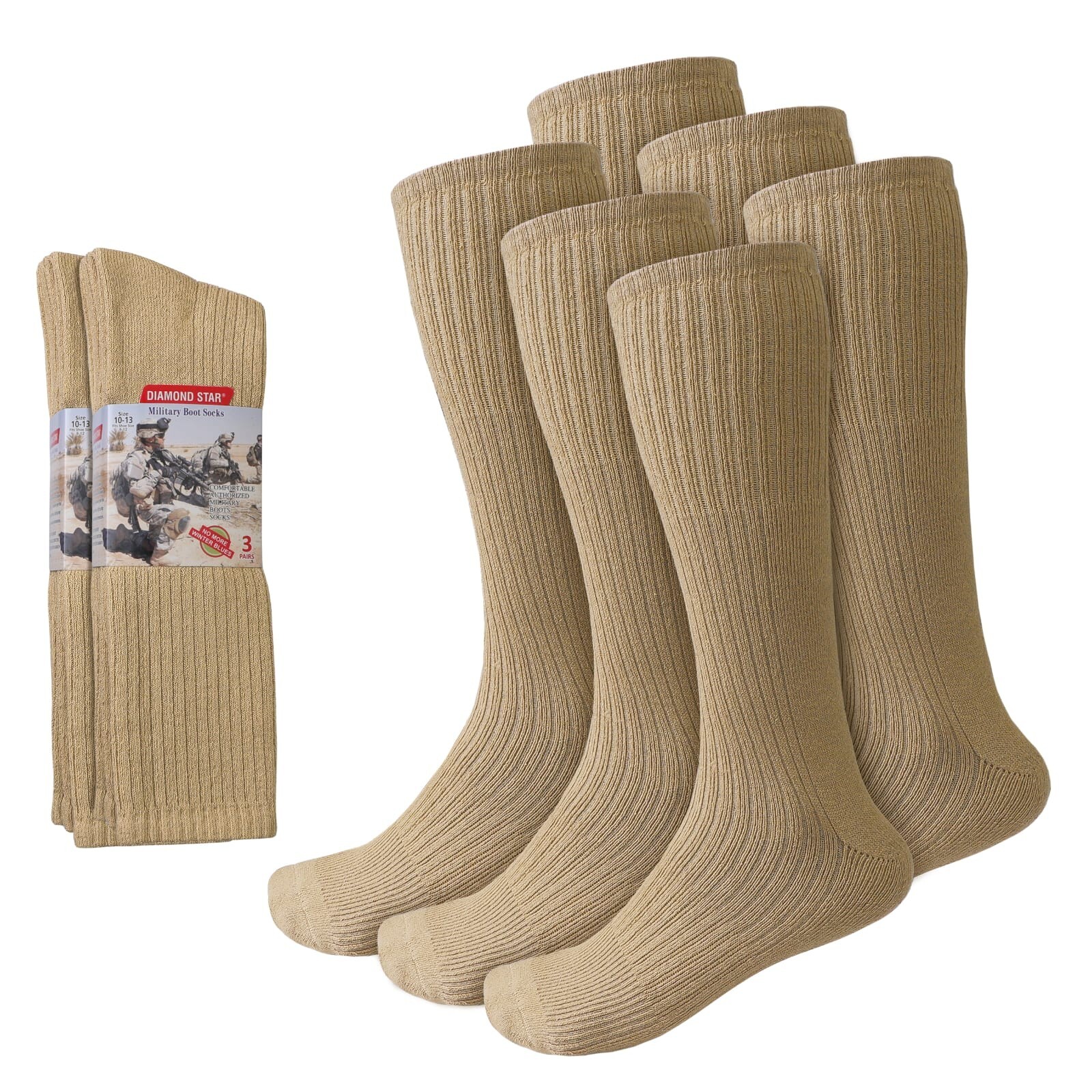6 Pairs Men Army Military Boot Socks Combat Tactical Trekking Hiking Size 10-13