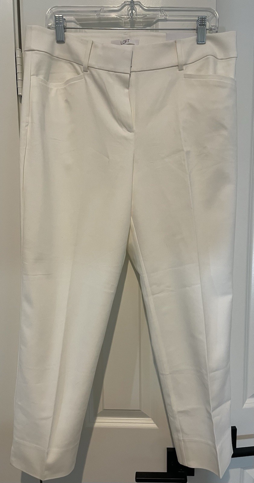 NWT LOFT Curvy Cropped Riviera Pant Sz 10 White Tailored Preppy Pockets Stretch