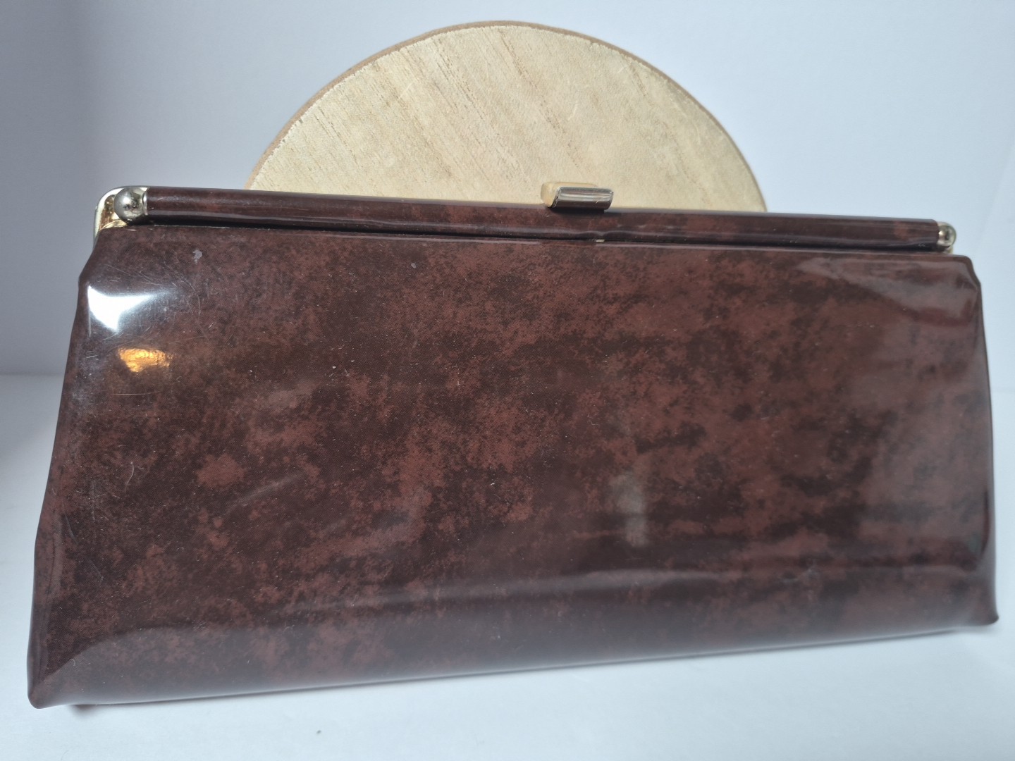 VINTAGE Brown Clutch With CLASP 11 Inches Long