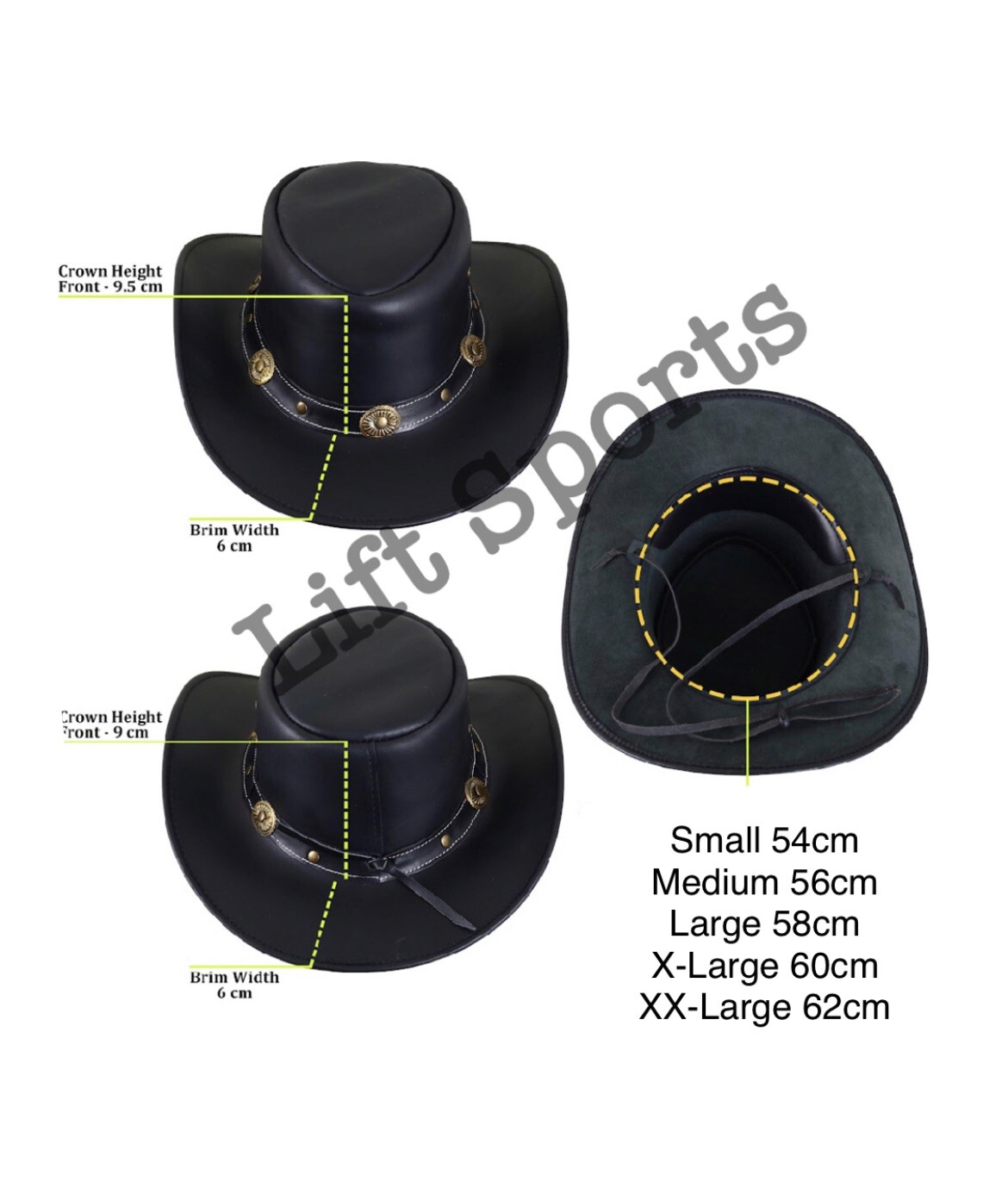 New Men’s Black Stylish Cowboy Hat Western Original Genuine Cow Hide Leather