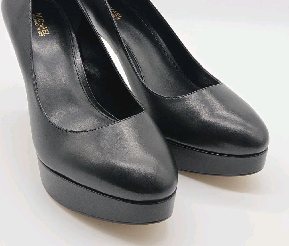 Michael Kors Women’s Chantal Black Platform Leather Pumps Size 9.5/10/11 NIB