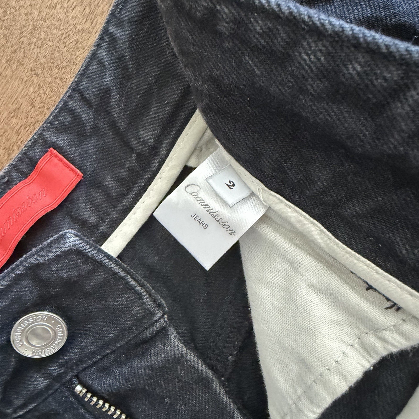 Commission Black Dark Wash Straight Jeans Regular Fit Mid Rise
