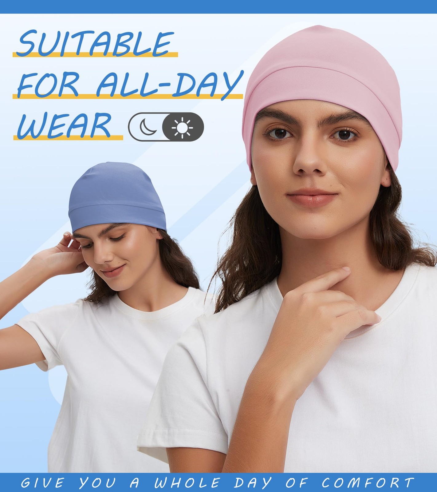 3 Pack Cotton Skull Cap Beanie Lightweight Sleep Hat Chemo Headwear for MenWo