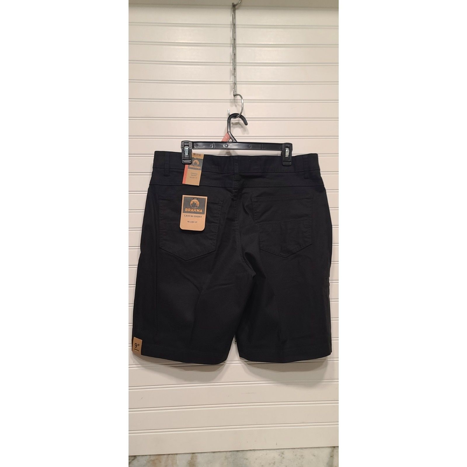 Brahma Mens Black Canvas 9 inch Relaxed Fit Canvas Shorts Size 34 NWT