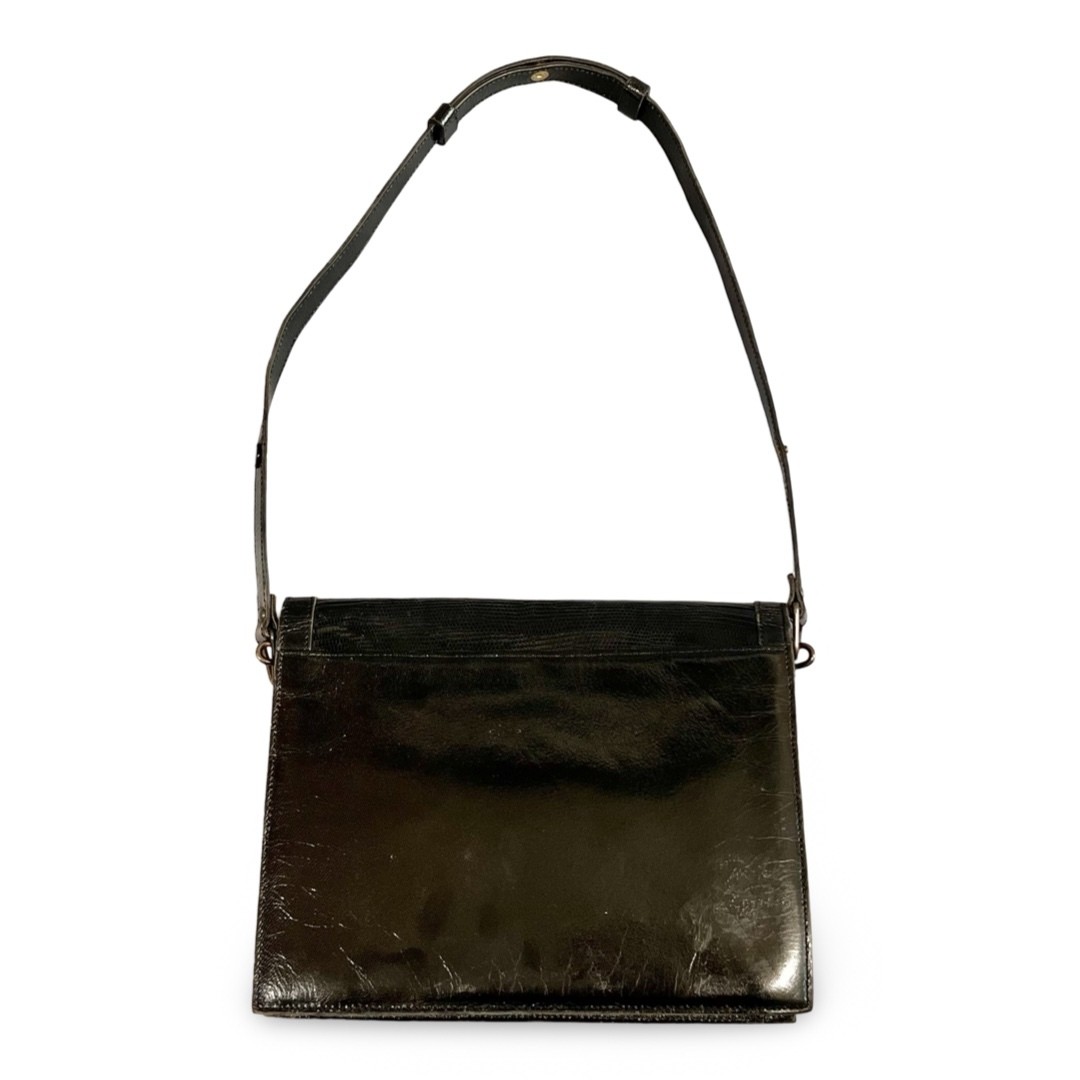 Yves Saint Laurent Embossed Leather 2Way ShoulderBag Black W:9.8 H:7.5 D:2.8 in.