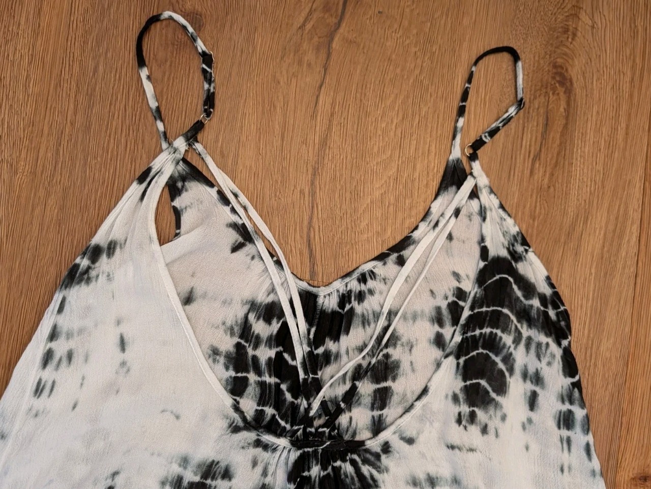 Raviya Oversize Black & White Tie Dye Maxi Dress Size S Boho Beach Whimsy Flowy